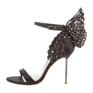 Black Butterfly Evangeline Satin Sandal Pump